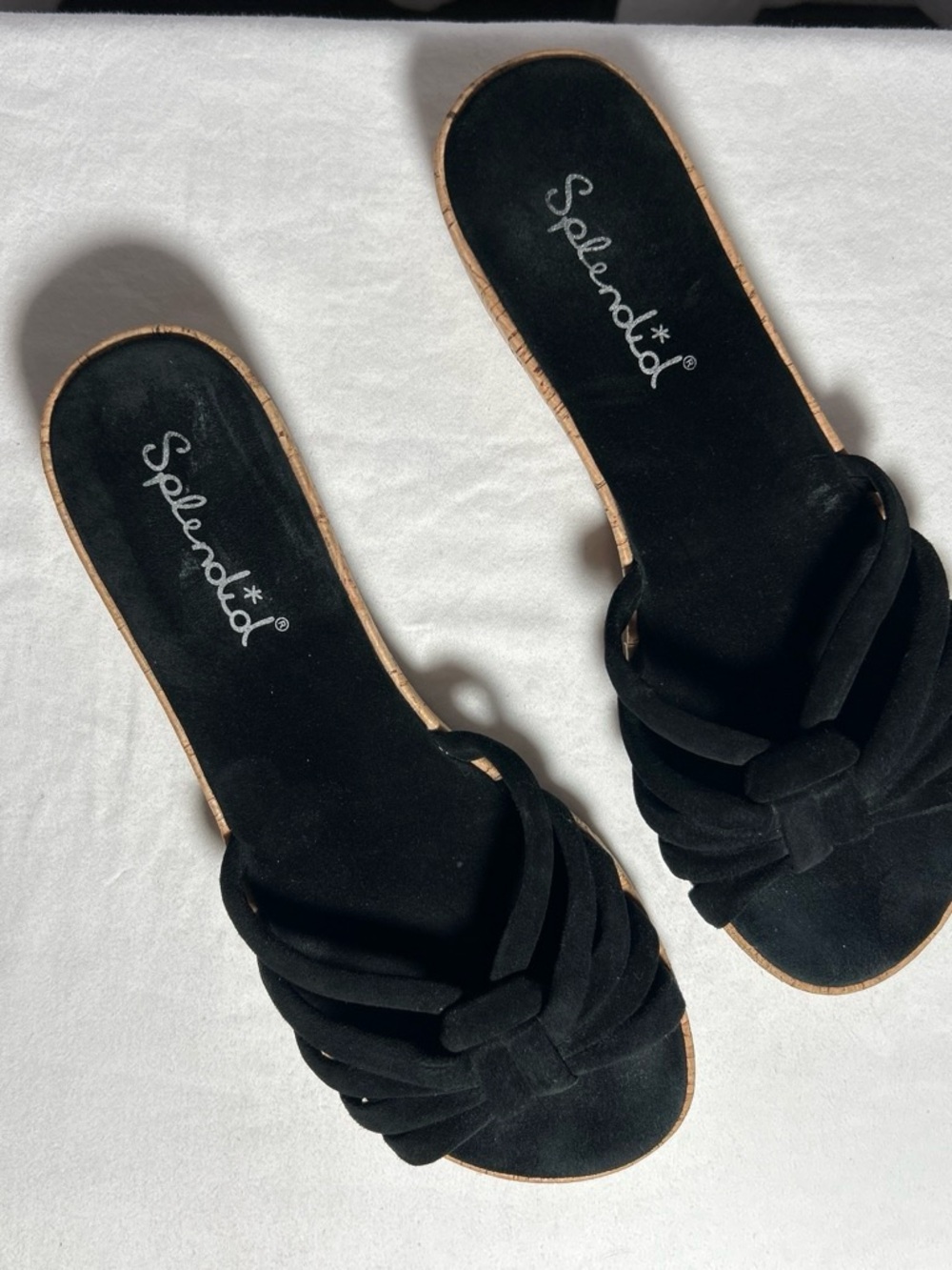 Splendid Black Knotted Suede Slide Mules